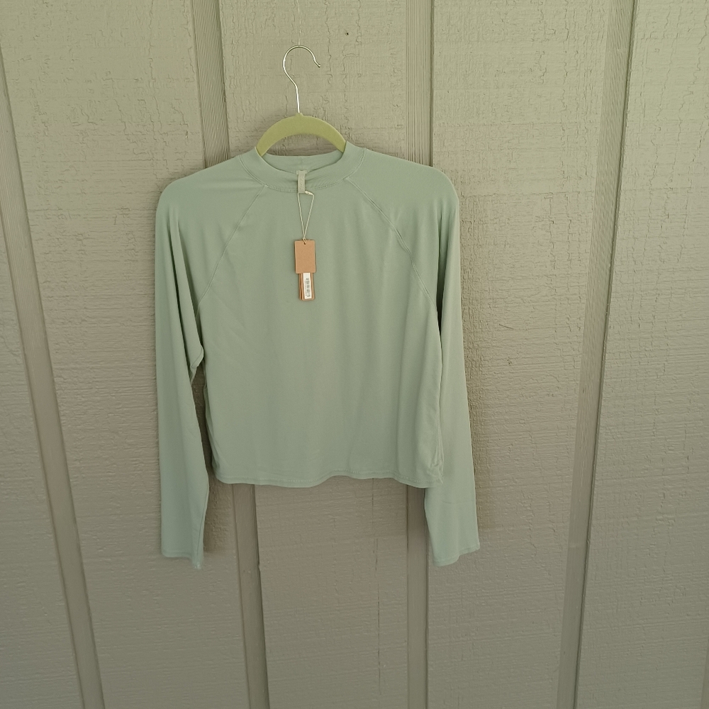Skims New Vintage Cropped Long Sleeve T Shirt Plus Size 2X Stretch In Mineral